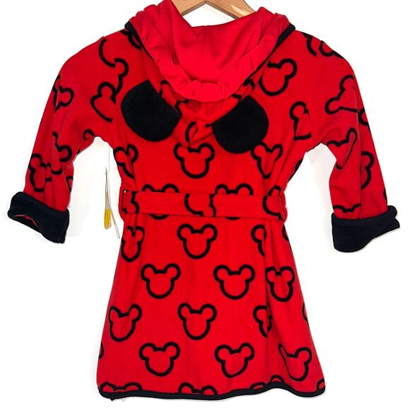 NWT Disney Junior Mickey Mouse Red Hooded Ears Toddler Kids Robe Size 3T - Picture 9 of 12